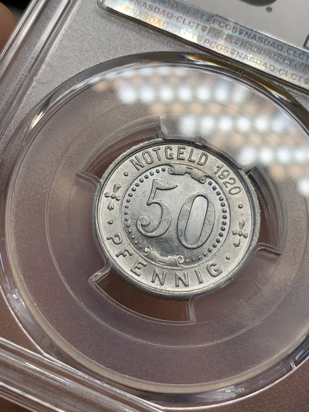 《竞宝斋》第67场-本周日，周一，周四.3场连拍（全场不限金额包邮） 季军分 PCGS MS64  德国 1920年 门登洞熊50芬尼铝币  知名币种 少见高分 上面还有一个65，一个67