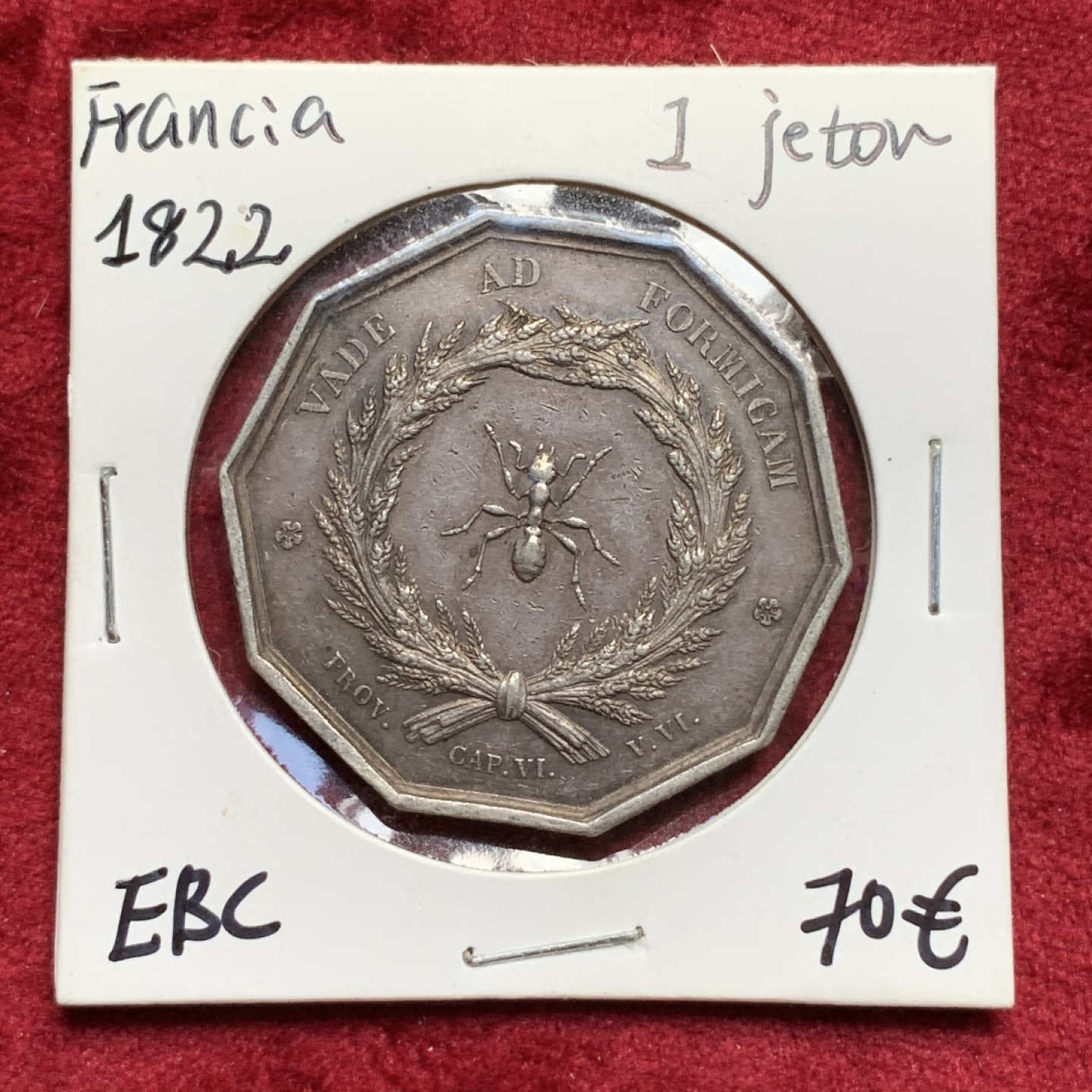 《竞宝斋》第67场-本周日，周一，周四.3场连拍（全场不限金额包邮） 法国 1822年 里昂城堡十边形 银代币 大规格 16.9克，手指铭 银标 当初70欧拿的