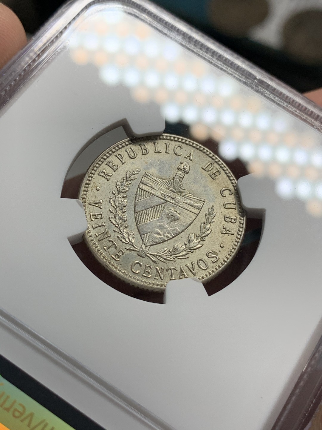 《竞宝斋》第67场-本周日，周一，周四.3场连拍（全场不限金额包邮） NGC-MS62 古巴 1949年 大五星 20分银币 非常漂亮的小毫子 