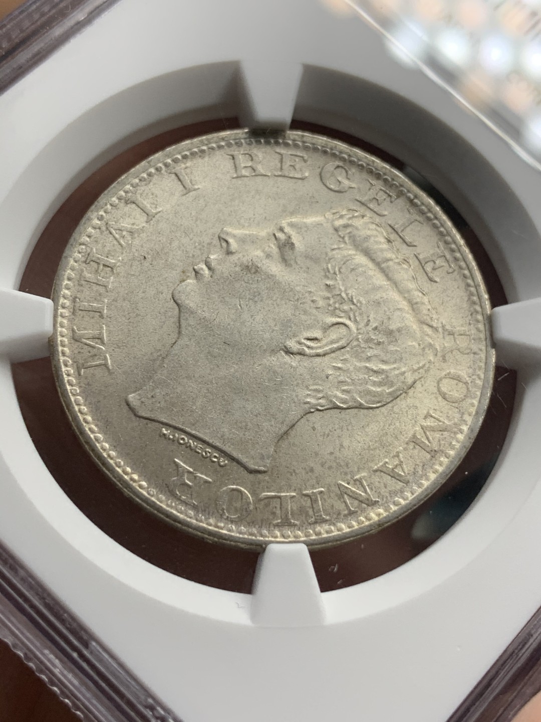 《竞宝斋》第67场-本周日，周一，周四.3场连拍（全场不限金额包邮） NGC-MS62 罗马尼亚 1944年 500列伊银币 原光好品 