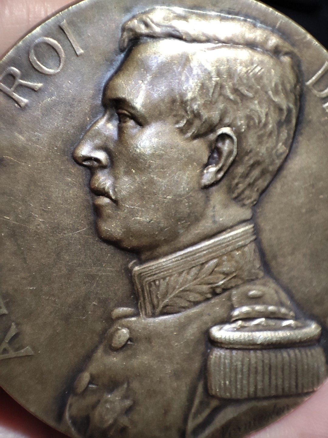 gush小明220626 比利时1924安特卫普音乐学院镀银铜章 国王阿尔伯特头像