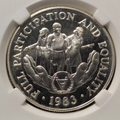 0起1加-纯粹捡漏拍-94场包邮 - 利比里亚1983年20元残疾人年精制纪念银币-MS67