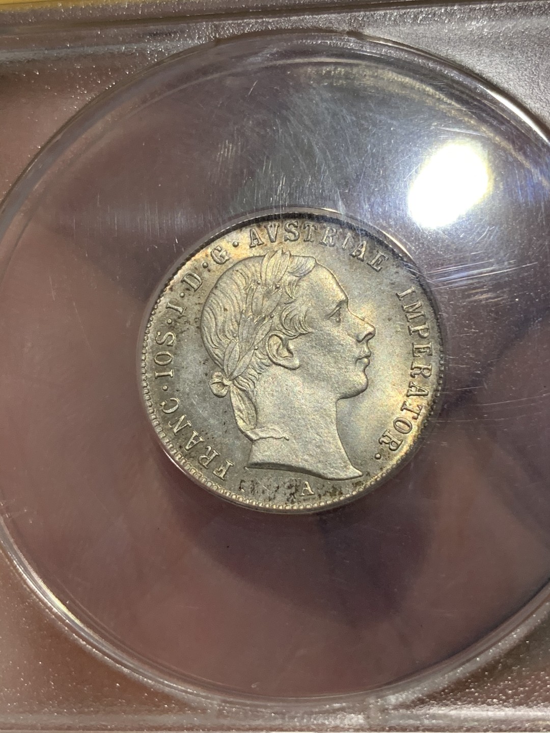 《竞宝斋》第68场-本周日，周一，周四.3场连拍（全场不限金额包邮） ANACS MS64 1854年奥地利20克鲁泽银币 鹰徽面状态极佳