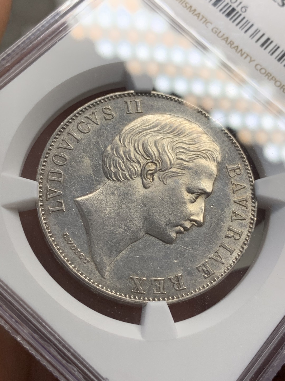 《竞宝斋》第68场-本周日，周一，周四.3场连拍（全场不限金额包邮） NGC-UNC,巴伐利亚，1869年 圣母抱婴1泰勒，上手有类镜面的感觉