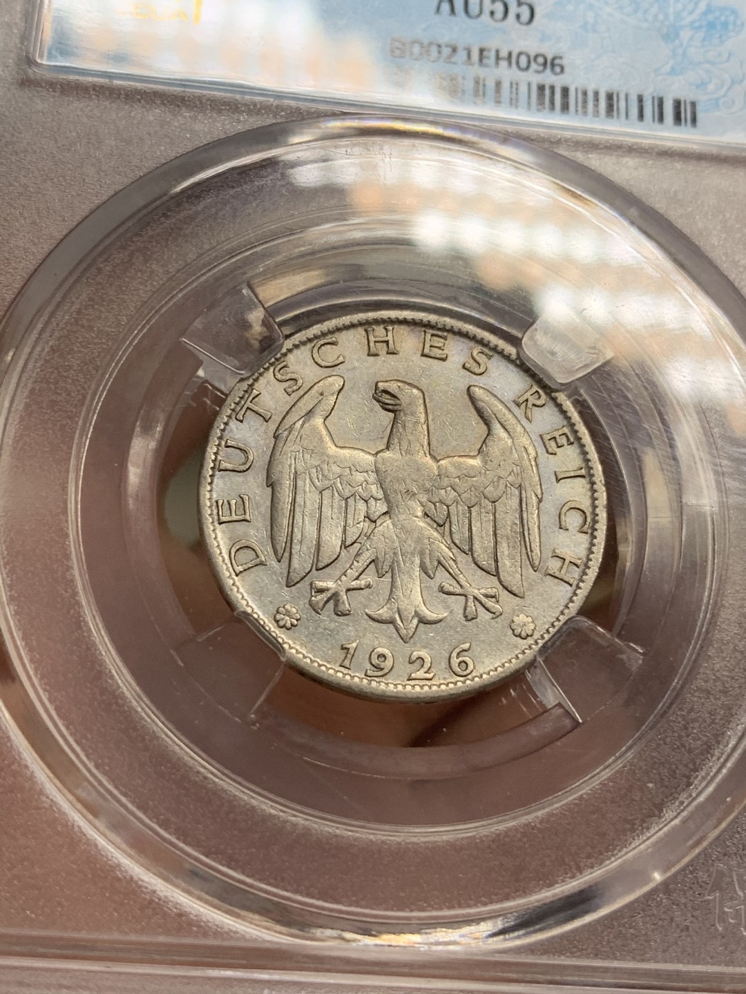 《竞宝斋》第68场-本周日，周一，周四.3场连拍（全场不限金额包邮） 两枚一起 1926年魏玛德国1马克2马克银币一对 保萃新盒