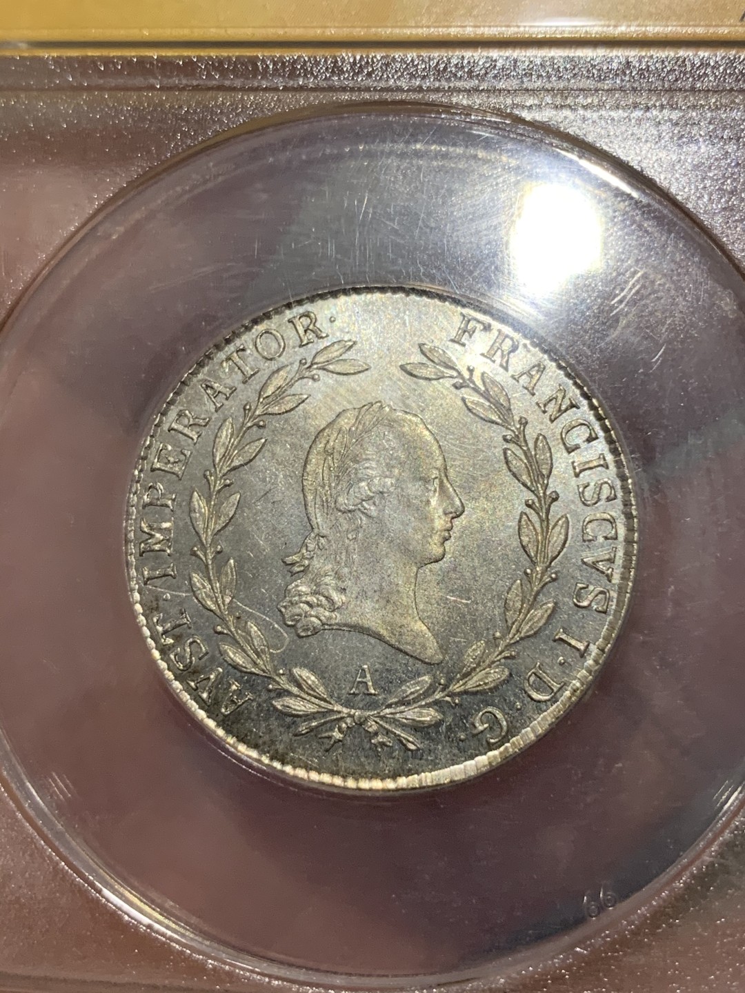 《竞宝斋》第68场-本周日，周一，周四.3场连拍（全场不限金额包邮） ANACS MS64 1810年奥地利20克鲁泽银币 镜面底，高分