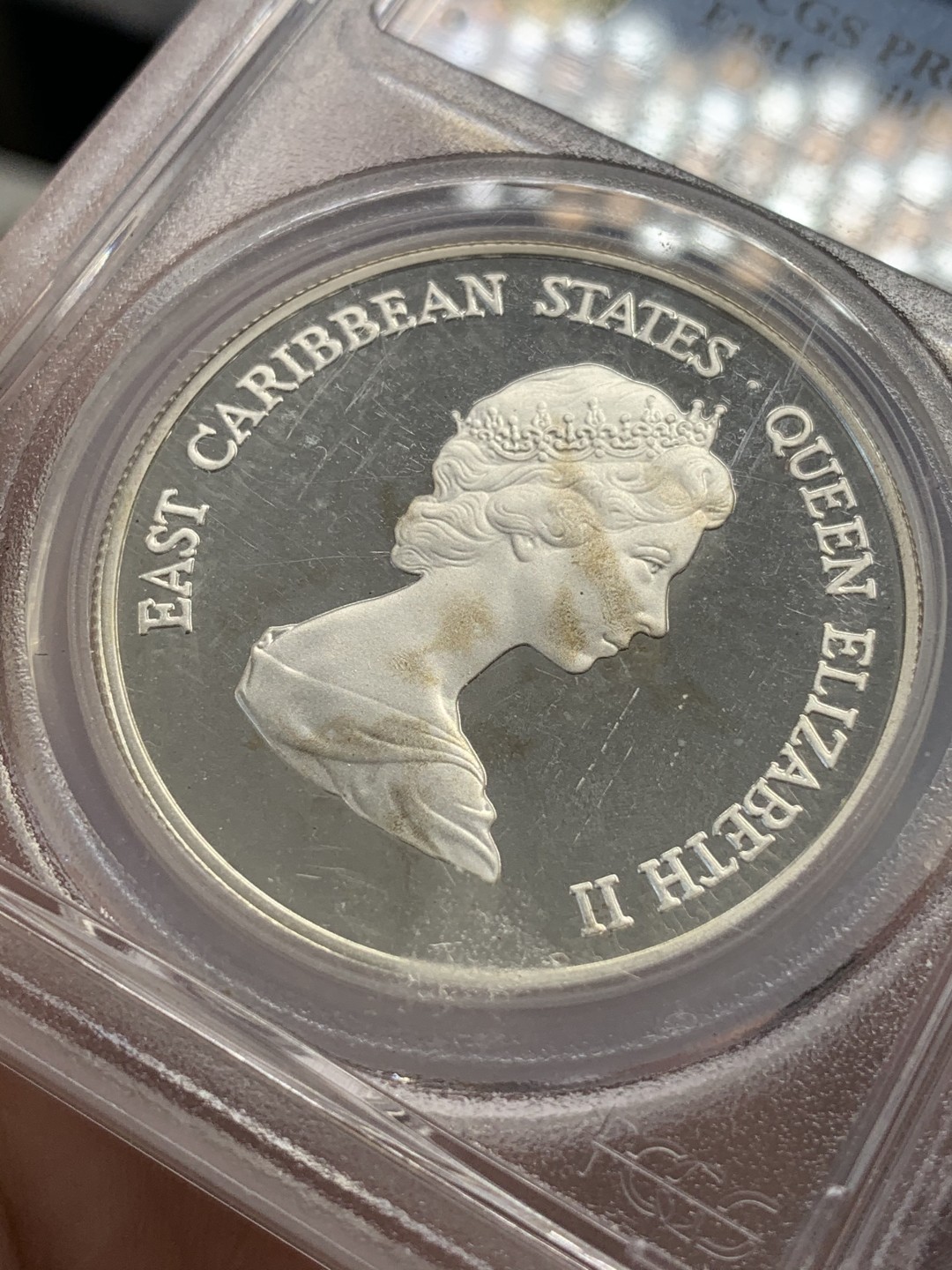 《竞宝斋》第68场-本周日，周一，周四.3场连拍（全场不限金额包邮） PCGS PR68DCAM  东加勒比 1981年 残疾人 Piefort加厚 50元银币 发行量1000枚