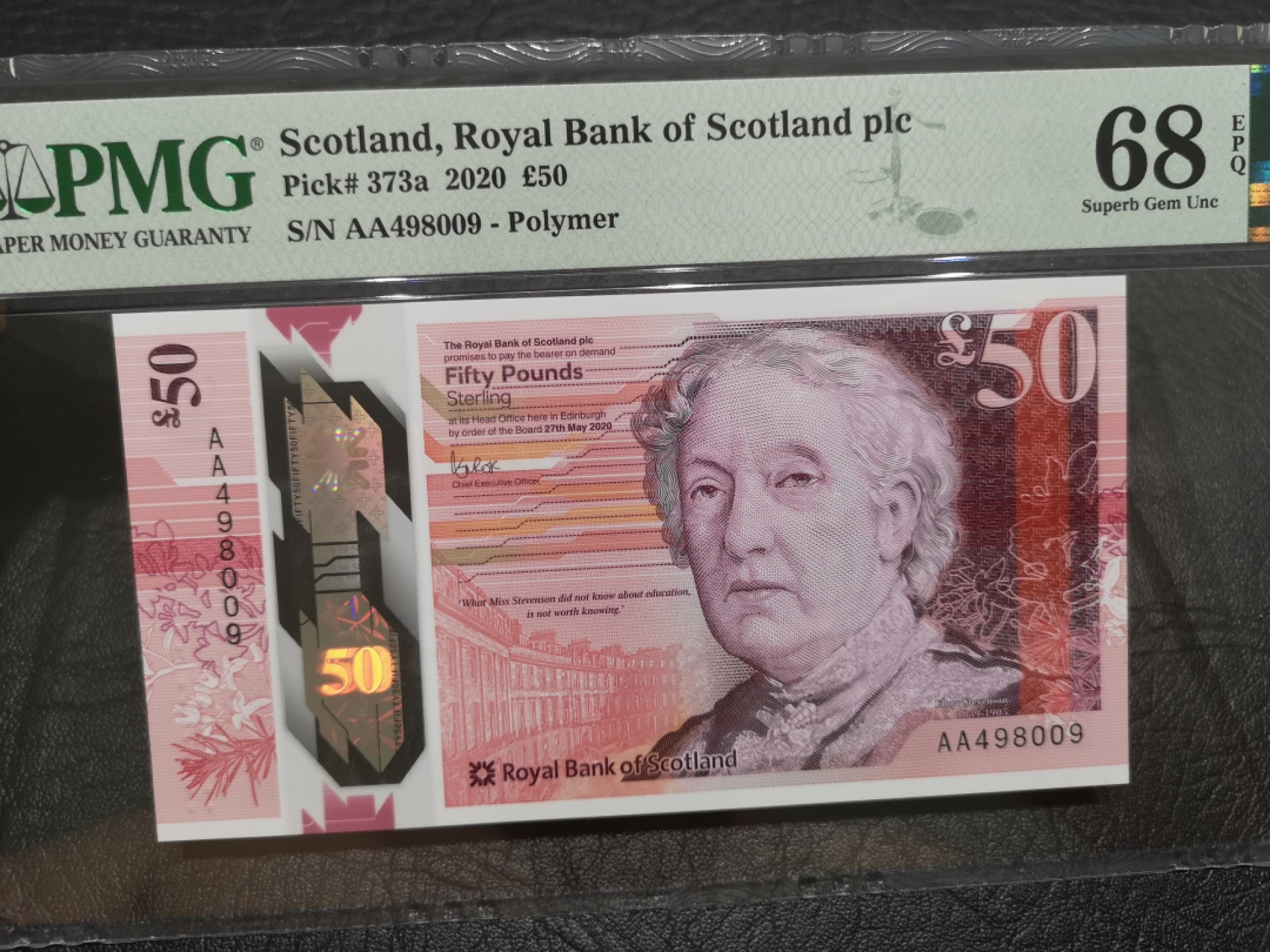 《外钞收藏家》第一百八十五期 2020年苏格兰皇家银行50镑 PMG68 AA冠 靓号