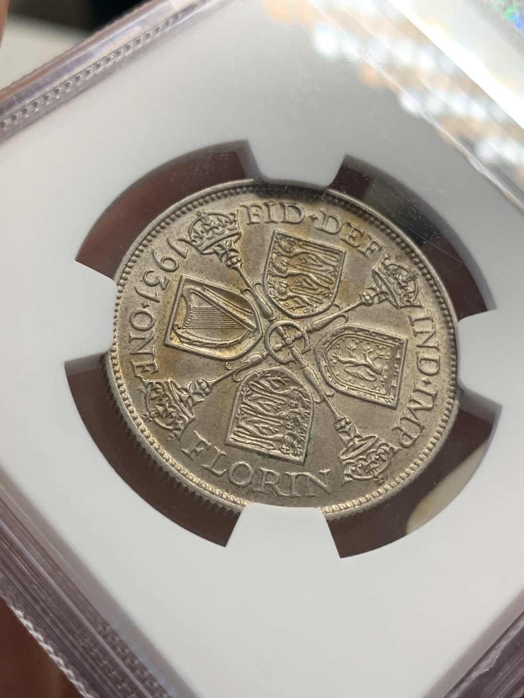 《竞宝斋》第68场-本周日，周一，周四.3场连拍（全场不限金额包邮） NGC-MS61 英国 1931年 2先令弗洛林，乔五银币 包浆难得