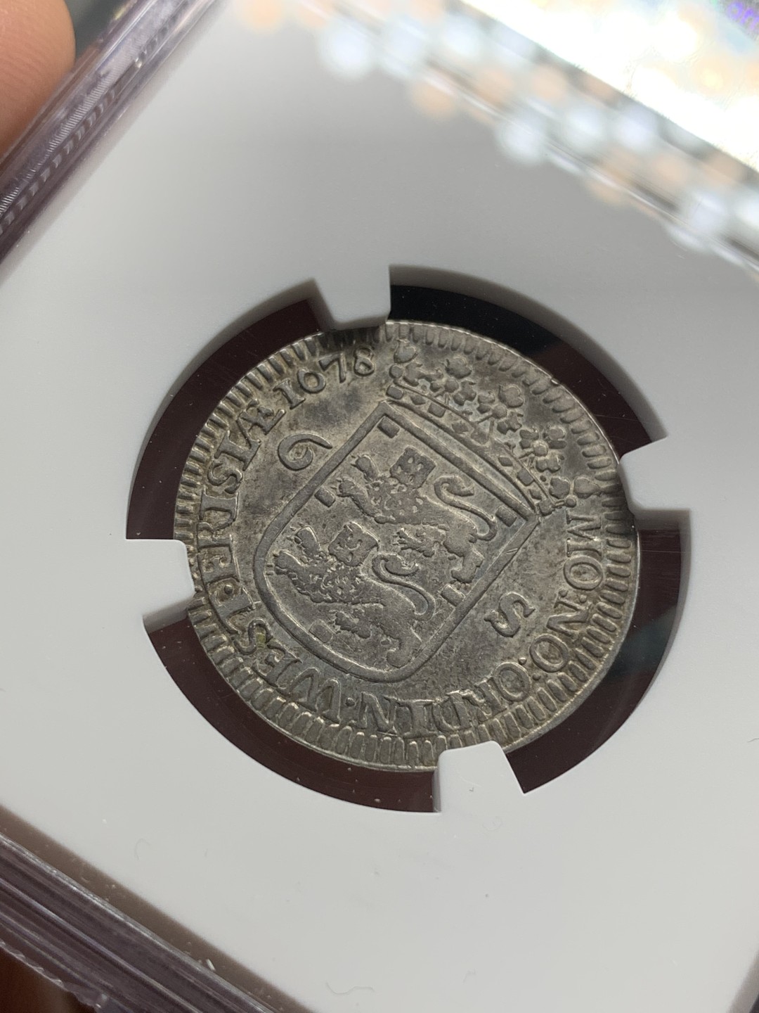 《竞宝斋》第68场-本周日，周一，周四.3场连拍（全场不限金额包邮） NGC-AU50 荷兰西弗里斯兰省 1678年 大帆船 6S银币 原味带彩 能给分的凤毛麟角