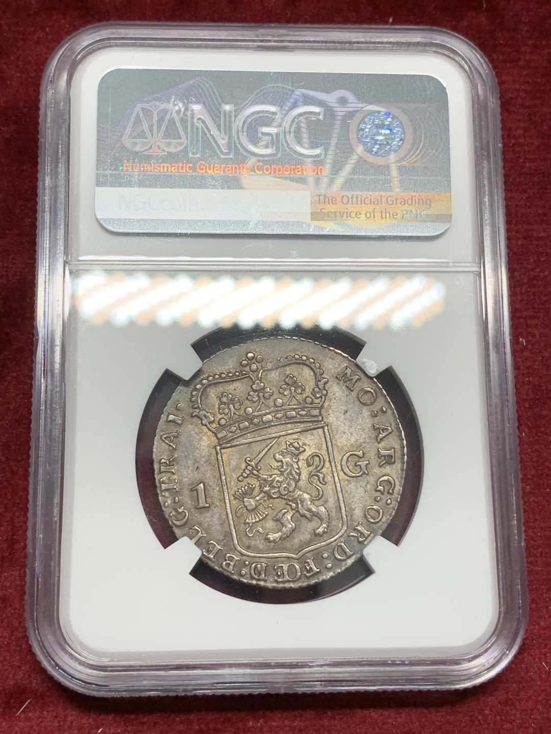 《竞宝斋》第68场-本周日，周一，周四.3场连拍（全场不限金额包邮） NGC-AU55 荷兰1792年 乌德勒支省 1盾银币 更高分就五枚 非常稀少