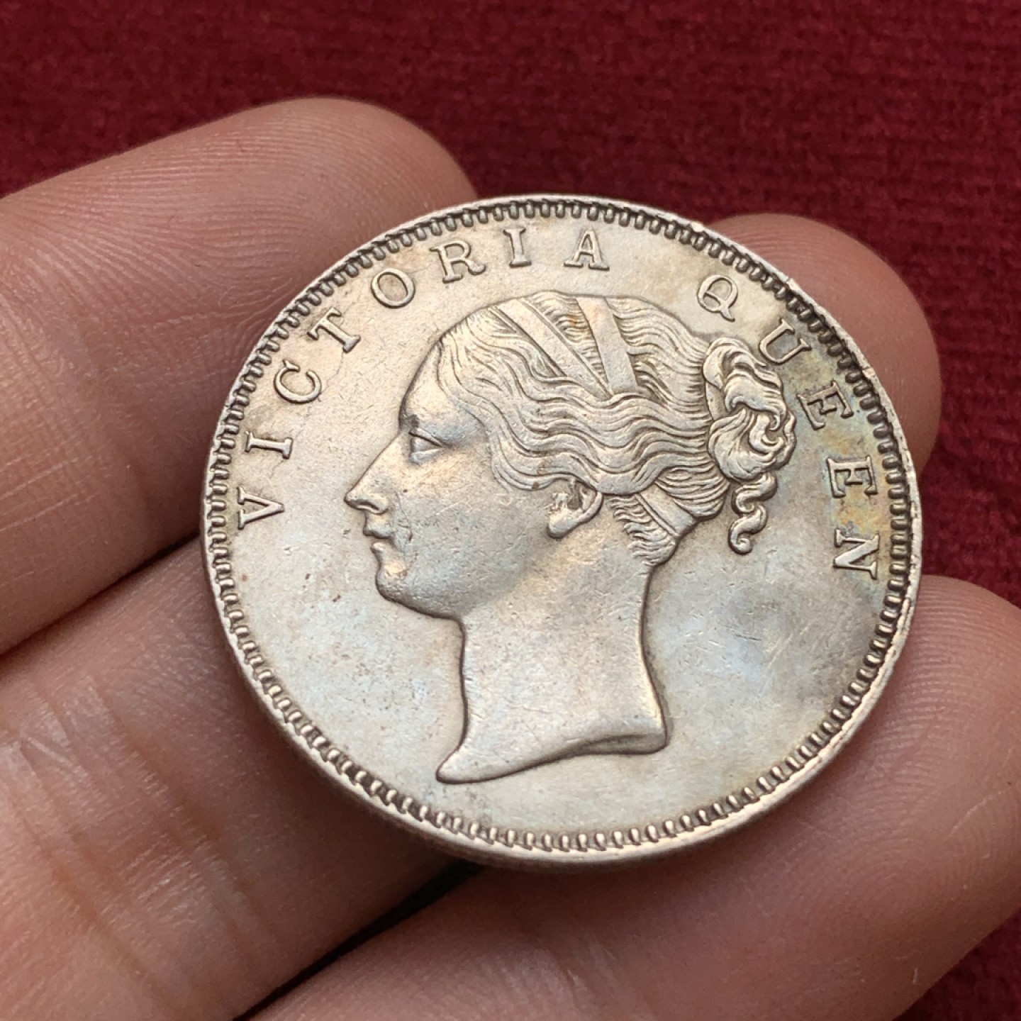 《竞宝斋》第68场-本周日，周一，周四.3场连拍（全场不限金额包邮） 印度1840年单辫卢比银币 unc好品 热门品种