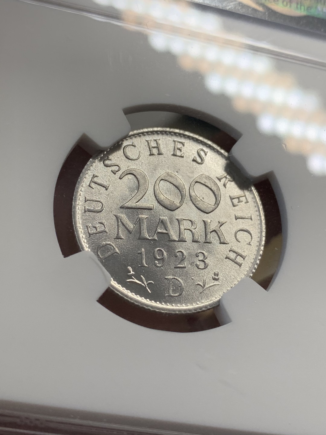 《竞宝斋》第68场-本周日，周一，周四.3场连拍（全场不限金额包邮） NGC-MS65，德国 1923年D版  200马克铝币，上65分不容易