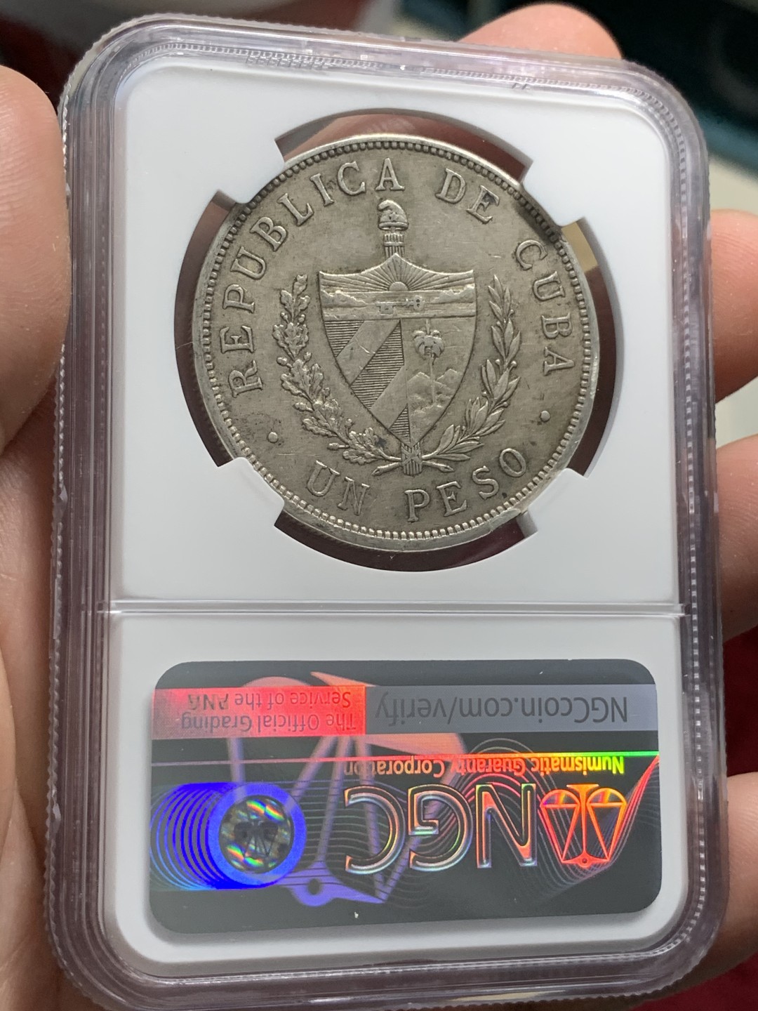 《竞宝斋》第68场-本周日，周一，周四.3场连拍（全场不限金额包邮） NGC-AU 古巴1933年 大五星 1比索 大银币 原味品 没分可惜