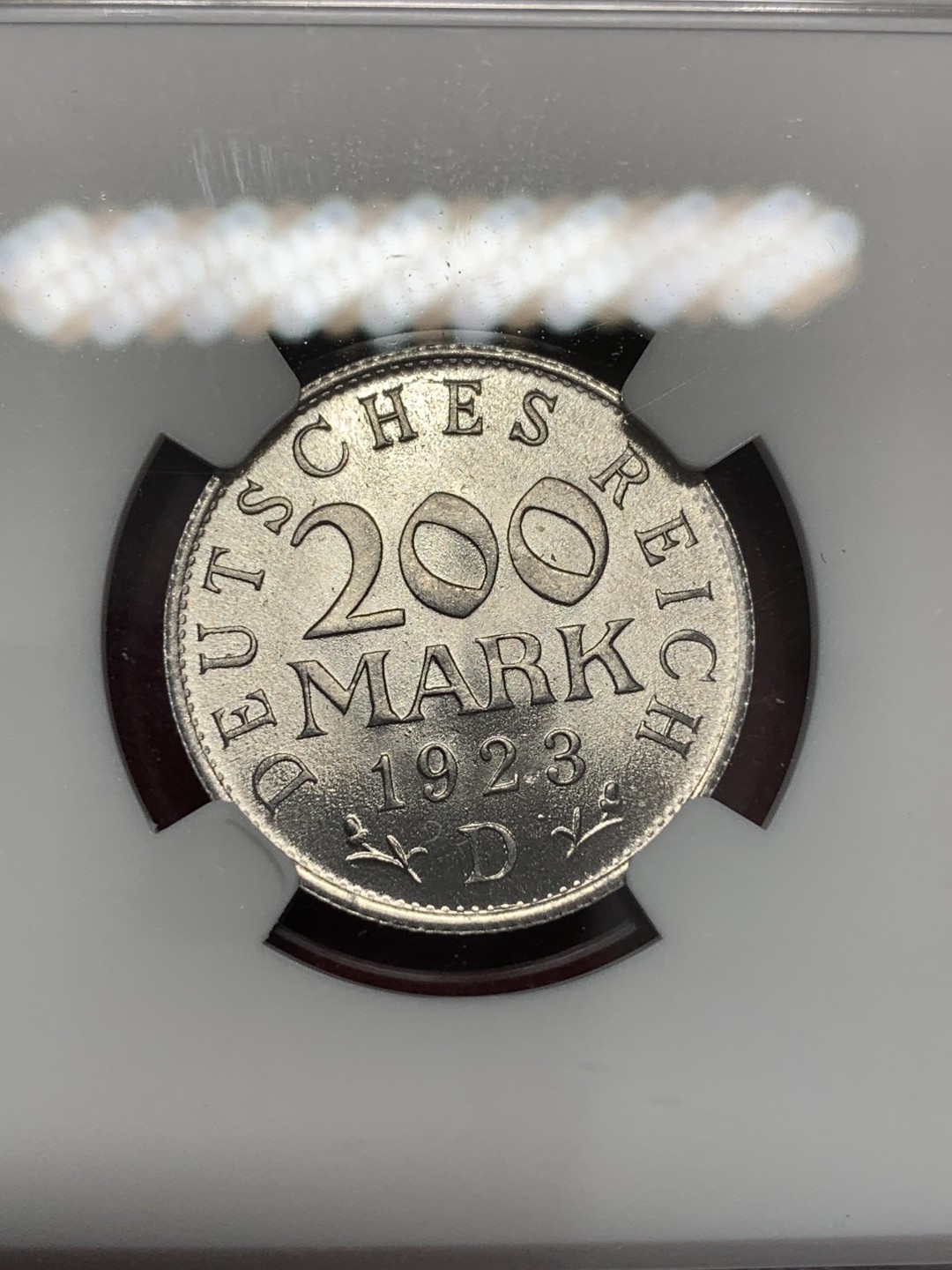 《竞宝斋》第68场-本周日，周一，周四.3场连拍（全场不限金额包邮） NGC-MS65，德国 1923年D版  200马克铝币，上65分不容易