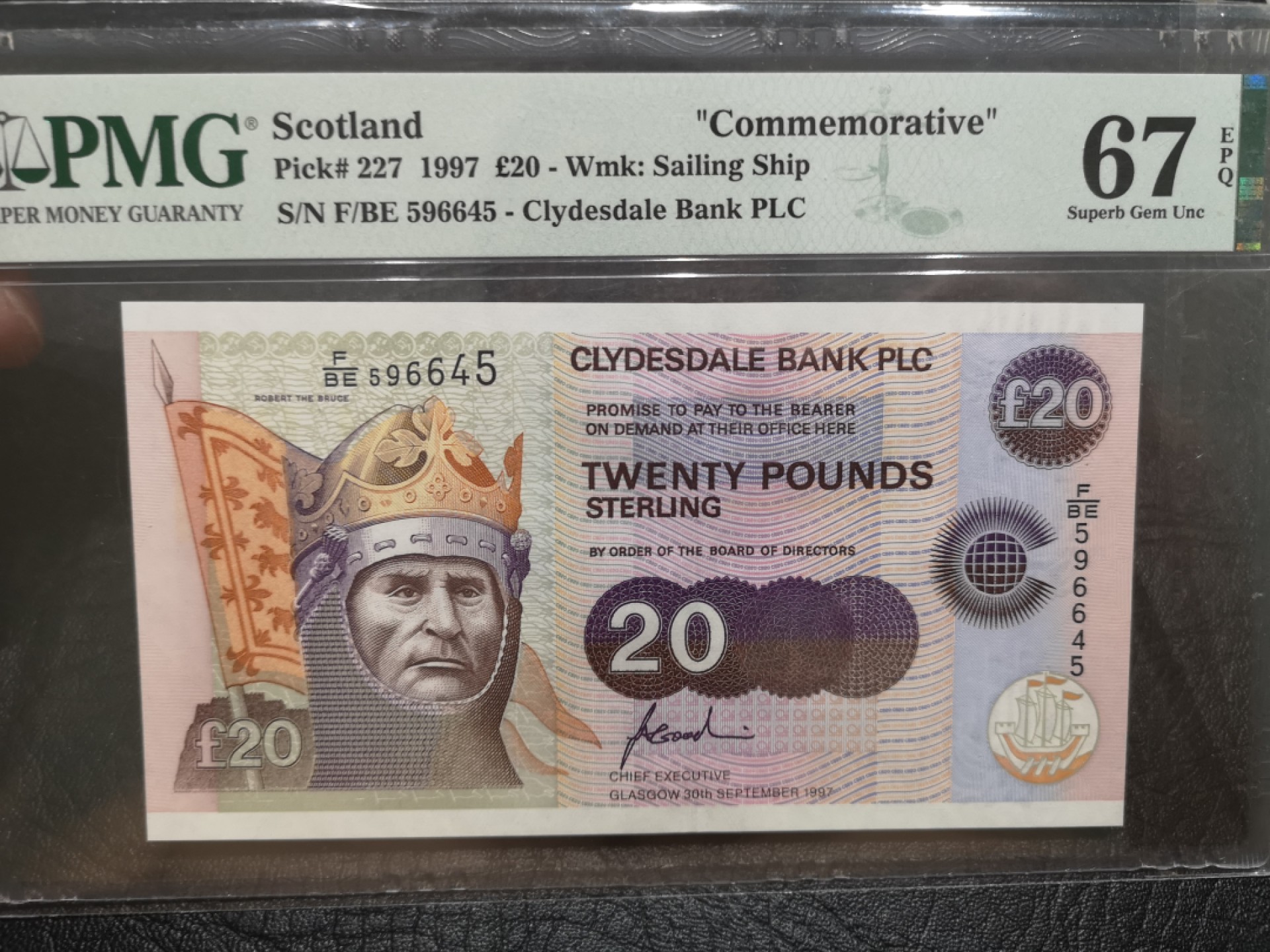 《外钞收藏家》第一百八十五期 1997年苏格兰20镑 纪念钞 PMG67