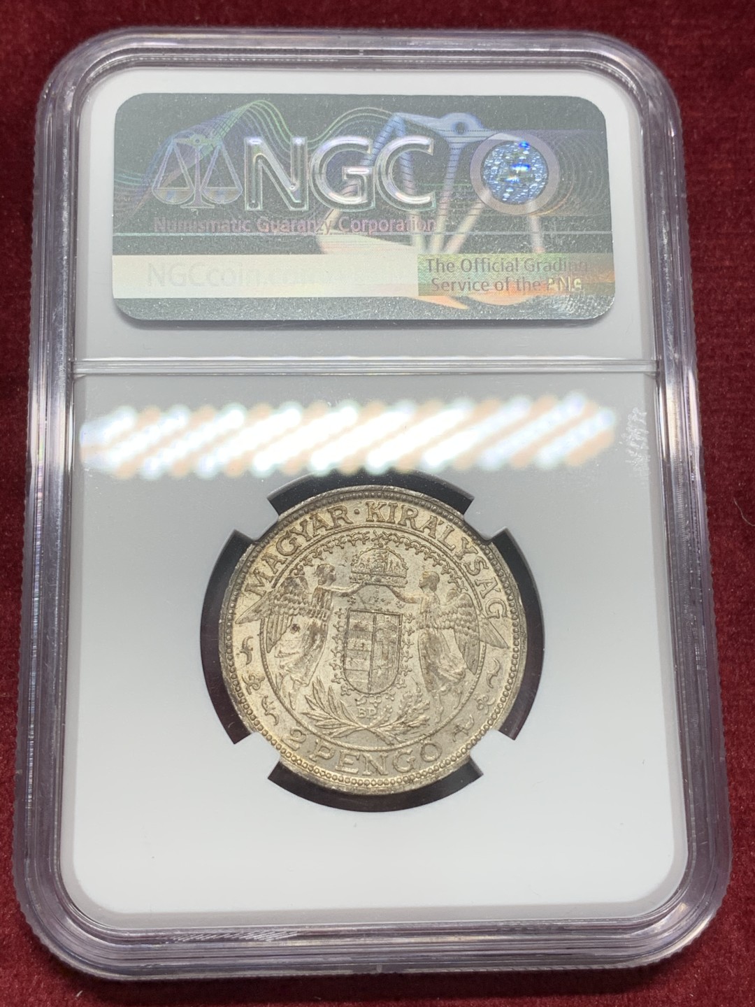 《竞宝斋》第68场-本周日，周一，周四.3场连拍（全场不限金额包邮） NGC-MS63 匈牙利 1939年 圣母抱婴 2潘果银币 原光好品