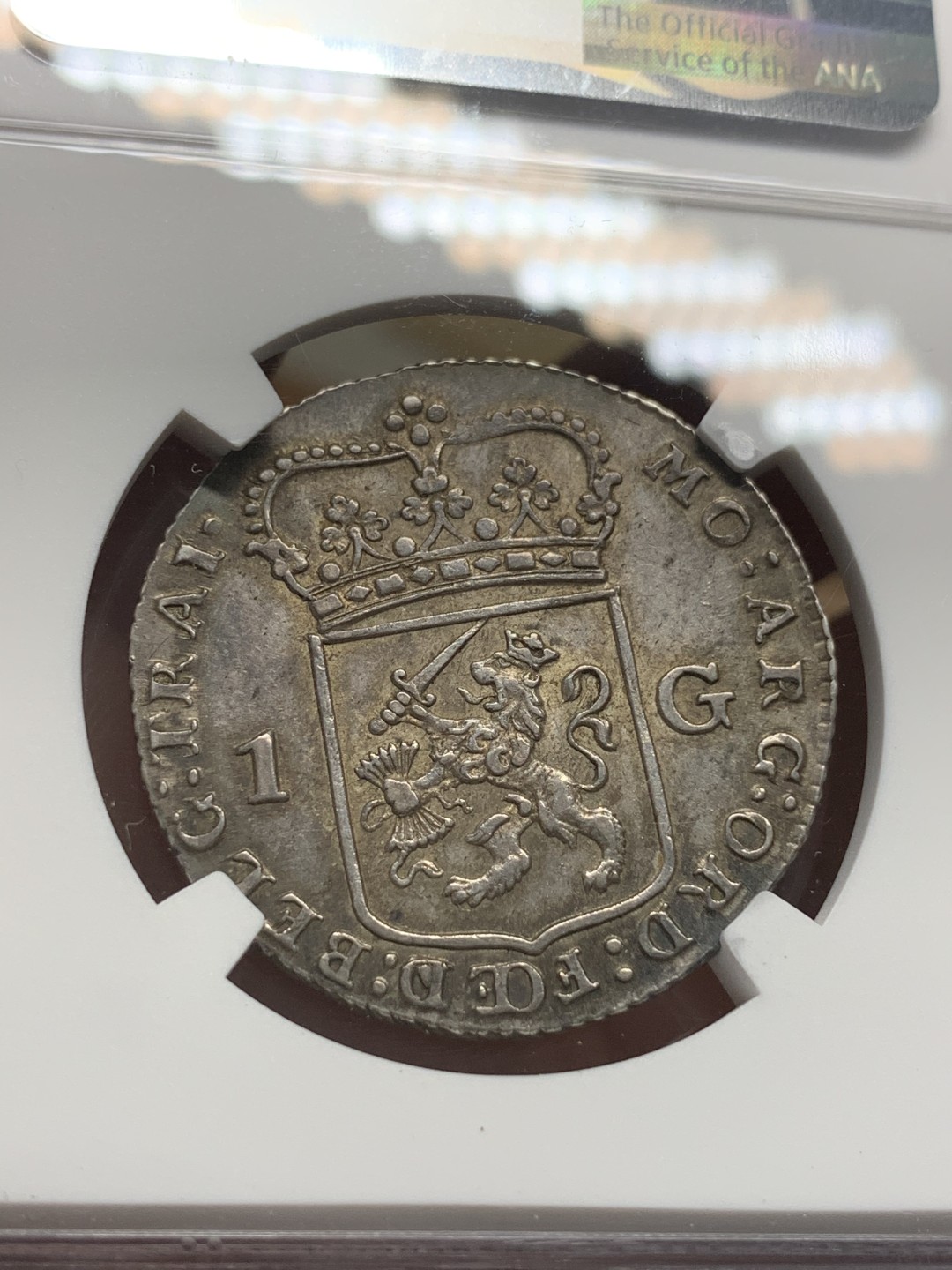 《竞宝斋》第68场-本周日，周一，周四.3场连拍（全场不限金额包邮） NGC-AU55 荷兰1792年 乌德勒支省 1盾银币 更高分就五枚 非常稀少