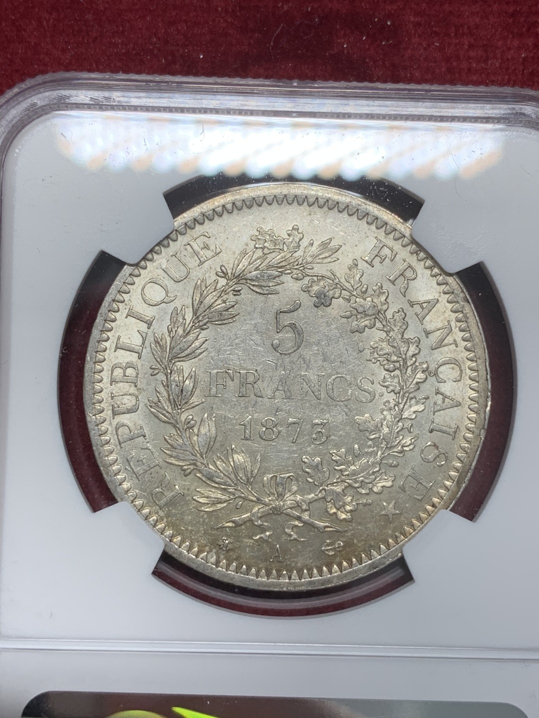 《竞宝斋》第68场-本周日，周一，周四.3场连拍（全场不限金额包邮） NGC-AU58 法国1873年 大力神5法郎 大银币 原光好品