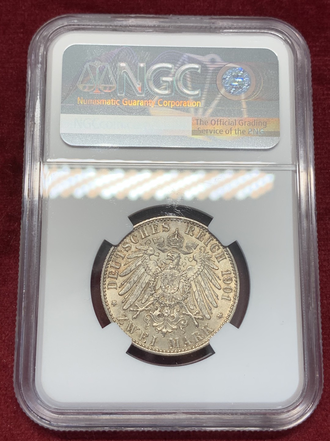 《竞宝斋》第68场-本周日，周一，周四.3场连拍（全场不限金额包邮） NGC-MS62 德国 1901年  普鲁士建国200周年纪念 2马克银币