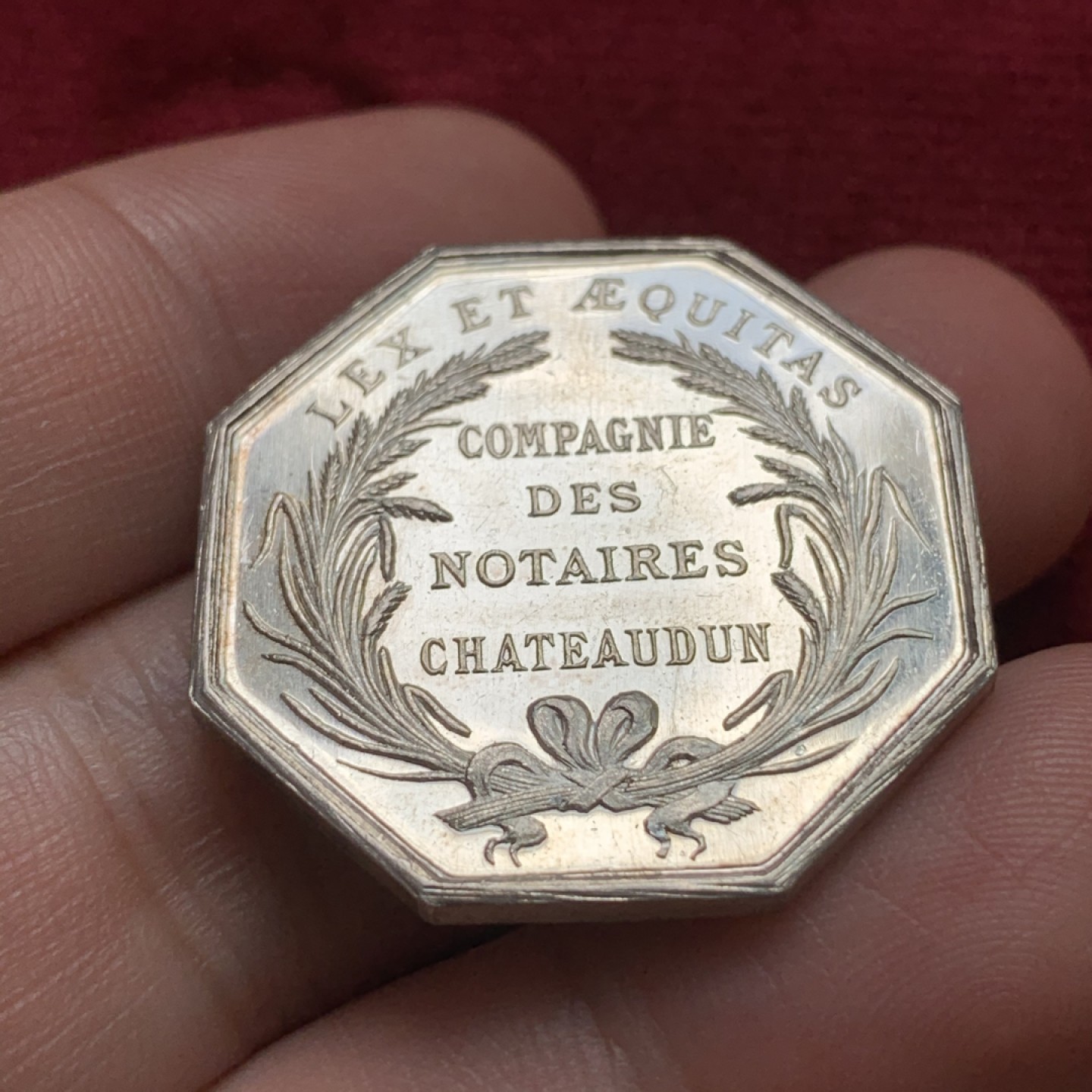 《竞宝斋》第68场-本周日，周一，周四.3场连拍（全场不限金额包邮） 法国八角银代币 unc原光品 丰饶角银标 31毫米 12.55克