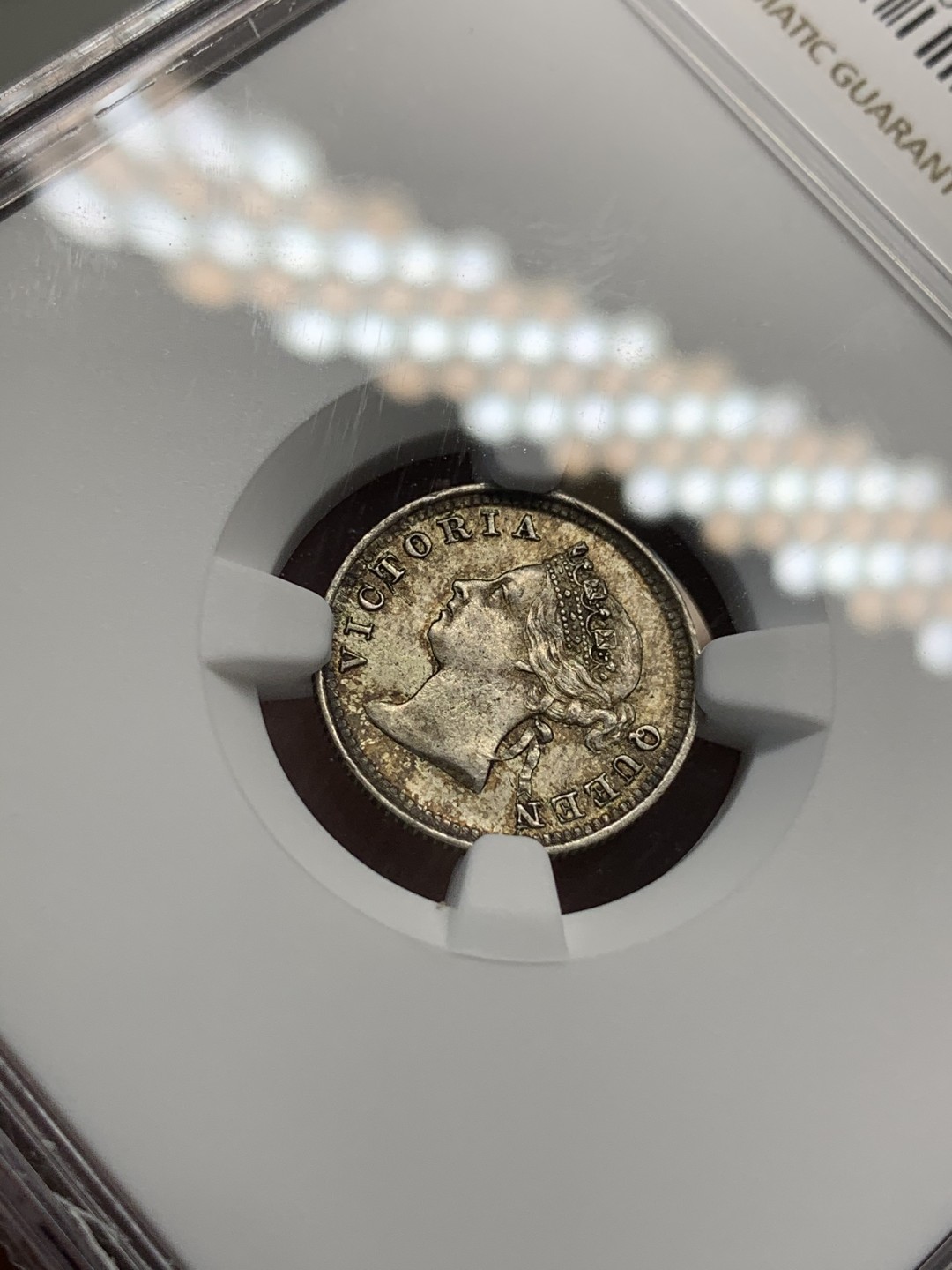 《竞宝斋》第68场-本周日，周一，周四.3场连拍（全场不限金额包邮） NGC MS63 香港 1891年 五仙银币 五彩老包浆