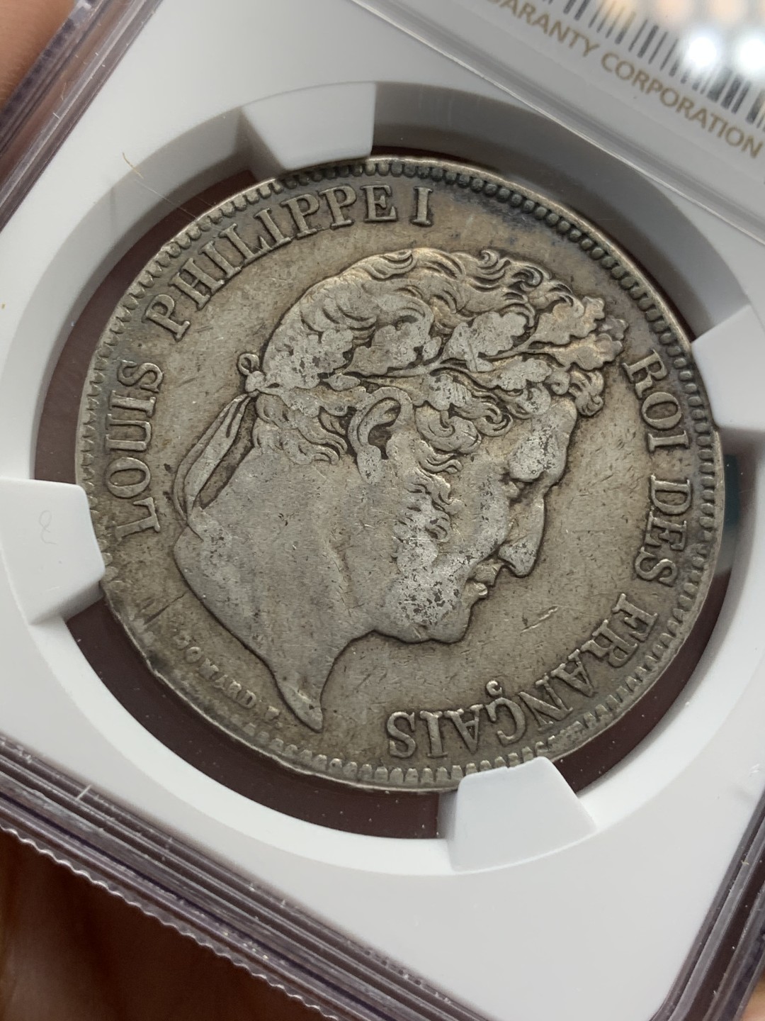 《竞宝斋》第68场-本周日，周一，周四.3场连拍（全场不限金额包邮） NGC XF40 法国 1834年菲利普一世五法郎银币 老包浆好品相