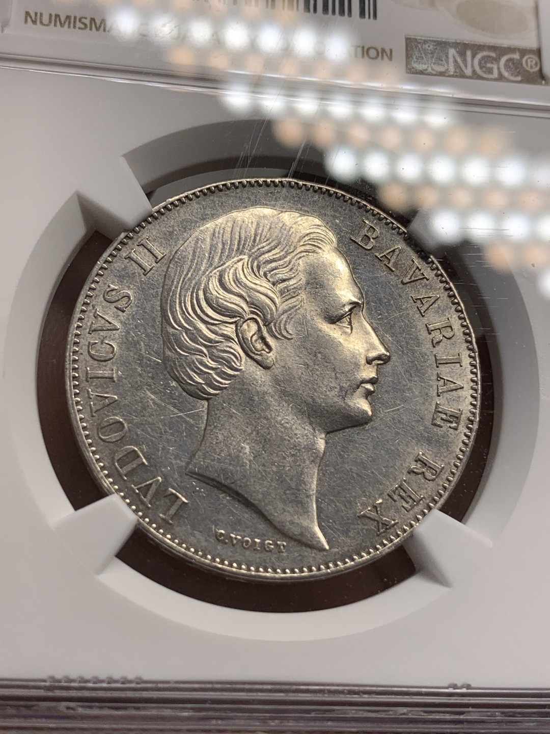 《竞宝斋》第68场-本周日，周一，周四.3场连拍（全场不限金额包邮） NGC-UNC,巴伐利亚，1869年 圣母抱婴1泰勒，上手有类镜面的感觉