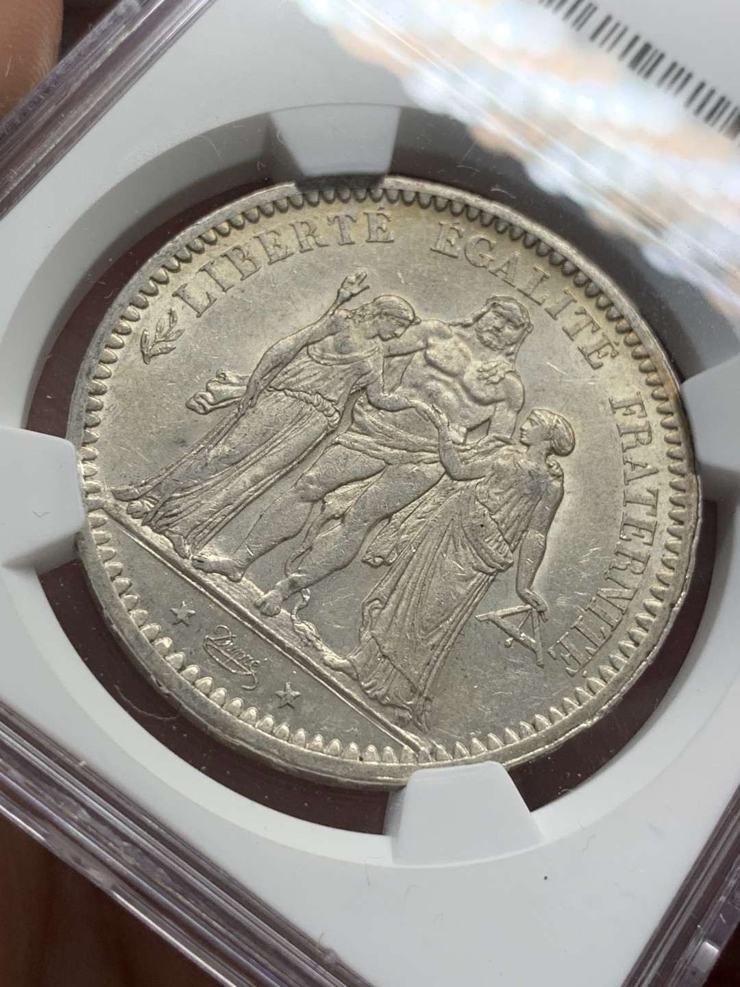 《竞宝斋》第68场-本周日，周一，周四.3场连拍（全场不限金额包邮） NGC-AU58 法国1873年 大力神5法郎 大银币 原光好品