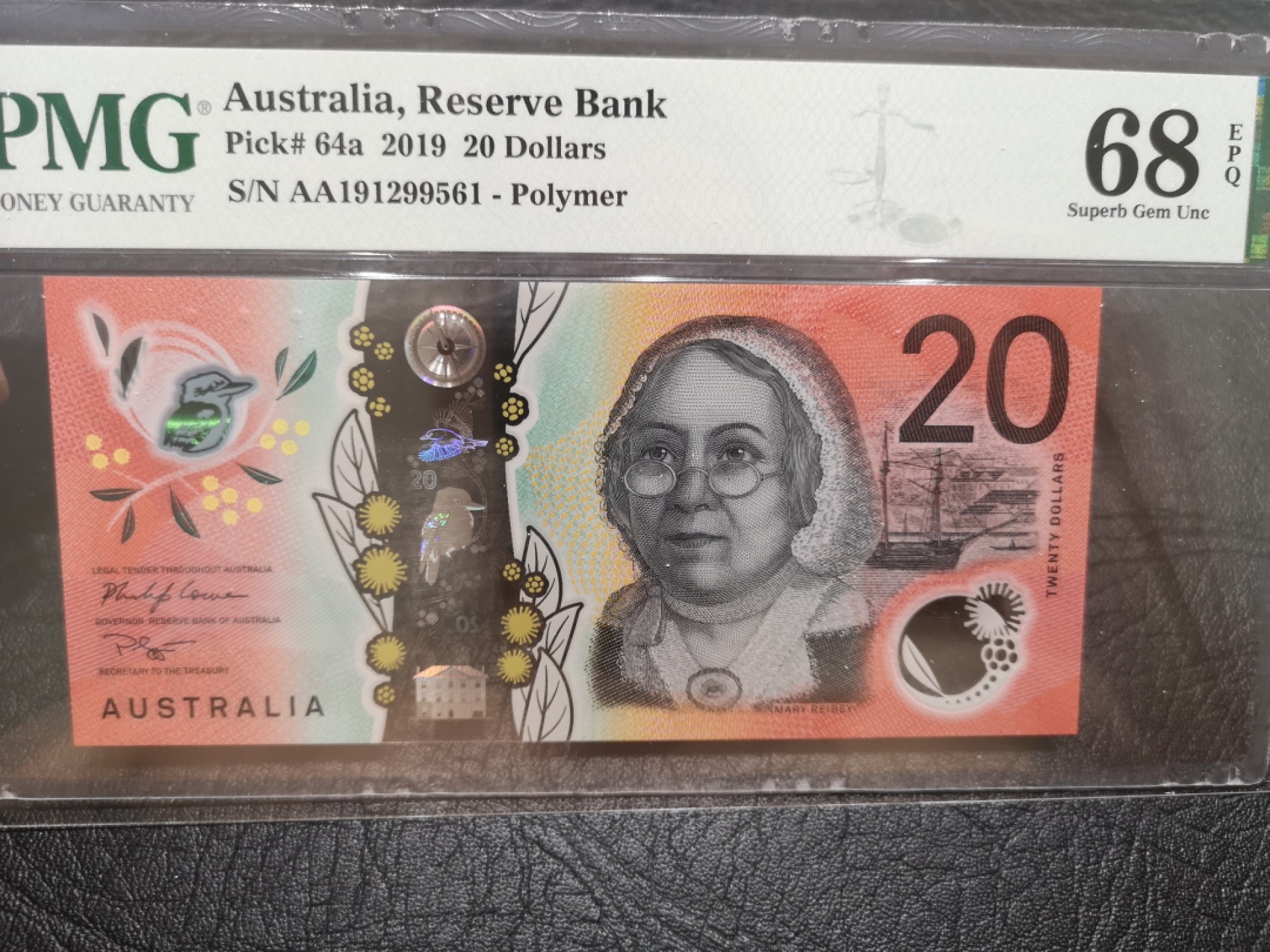 《外钞收藏家》第一百八十五期 2019年澳大利亚20元 PMG68 AA冠 无47