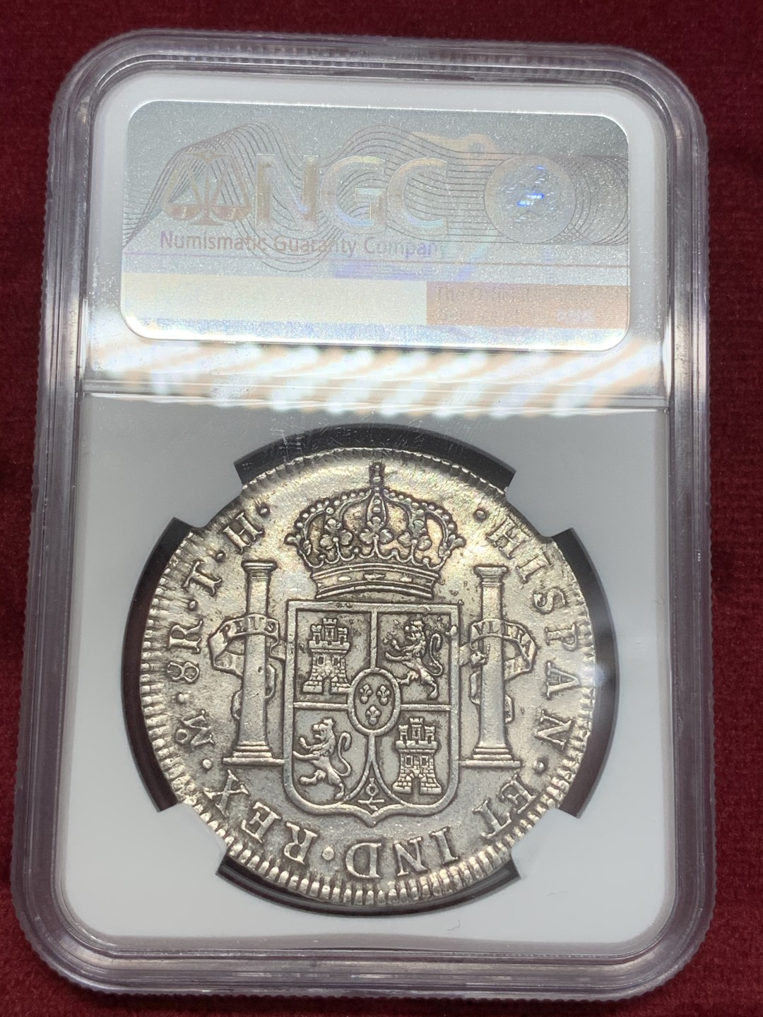 《竞宝斋》第68场-本周日，周一，周四.3场连拍（全场不限金额包邮） NGC-AUD 墨西哥双柱 卡洛斯四世 1806  8里亚尔 大银币 细节不错 双面深打