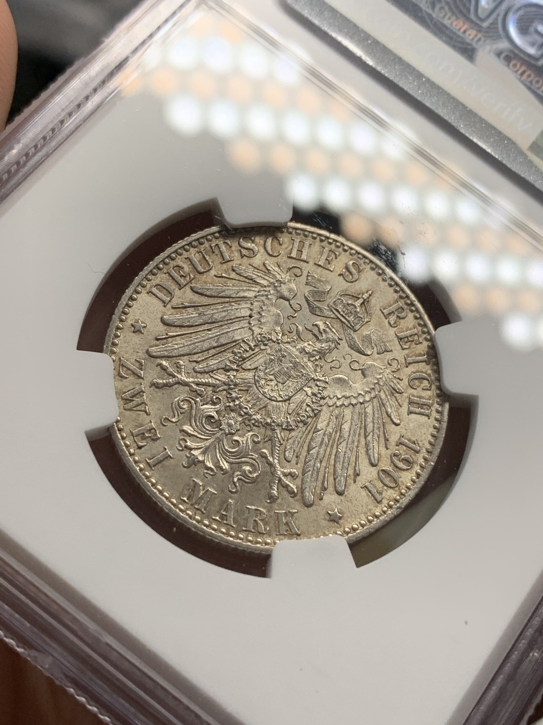 《竞宝斋》第68场-本周日，周一，周四.3场连拍（全场不限金额包邮） NGC-MS62 德国 1901年  普鲁士建国200周年纪念 2马克银币