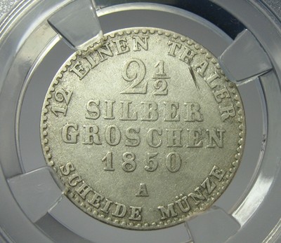 德国普鲁士银币,弗里德里希.威廉四世1850A,2.5银格罗申