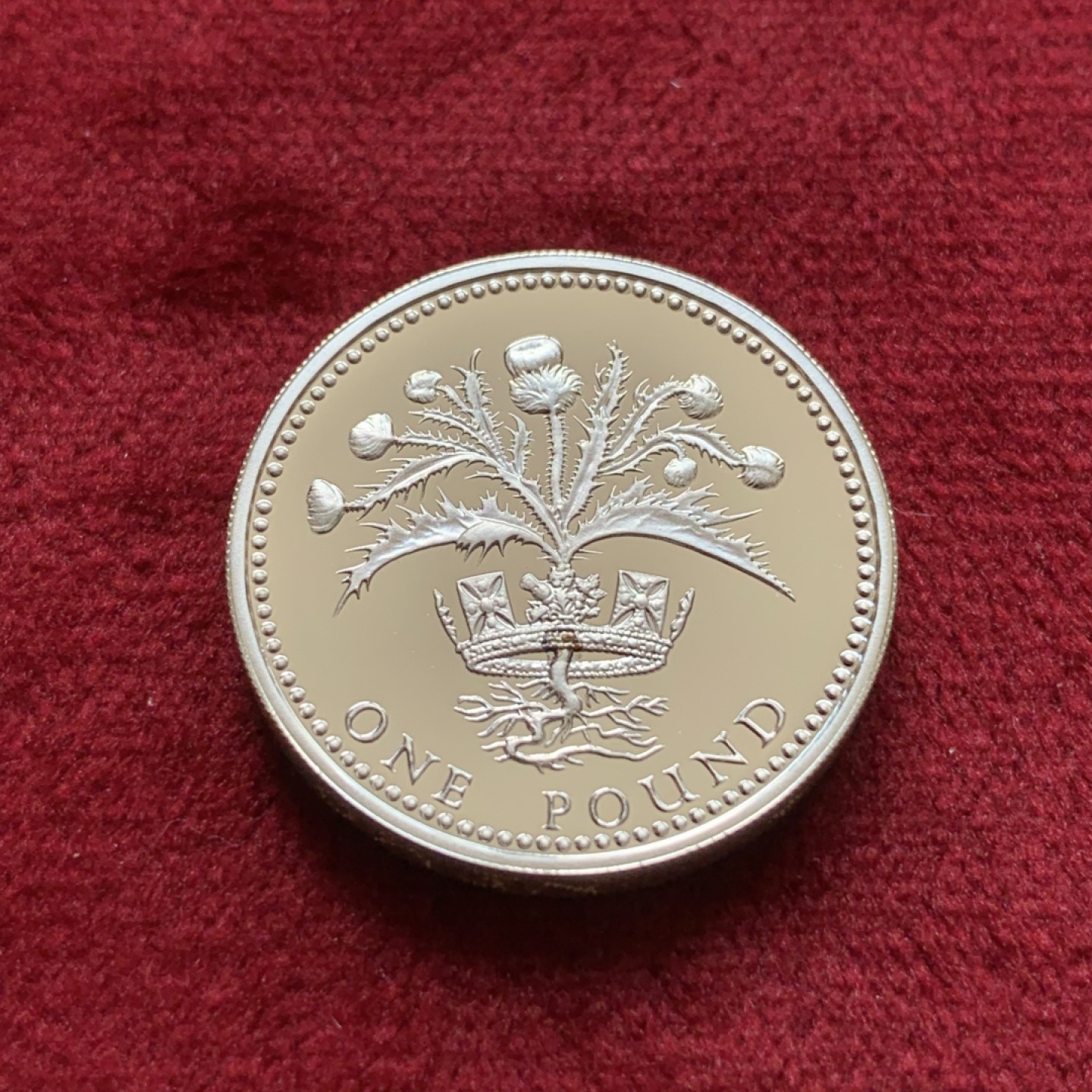 《竞宝斋》第68场-本周日，周一，周四.3场连拍（全场不限金额包邮） 英国1磅原盒精制银币，苏格兰蓟，1989年。