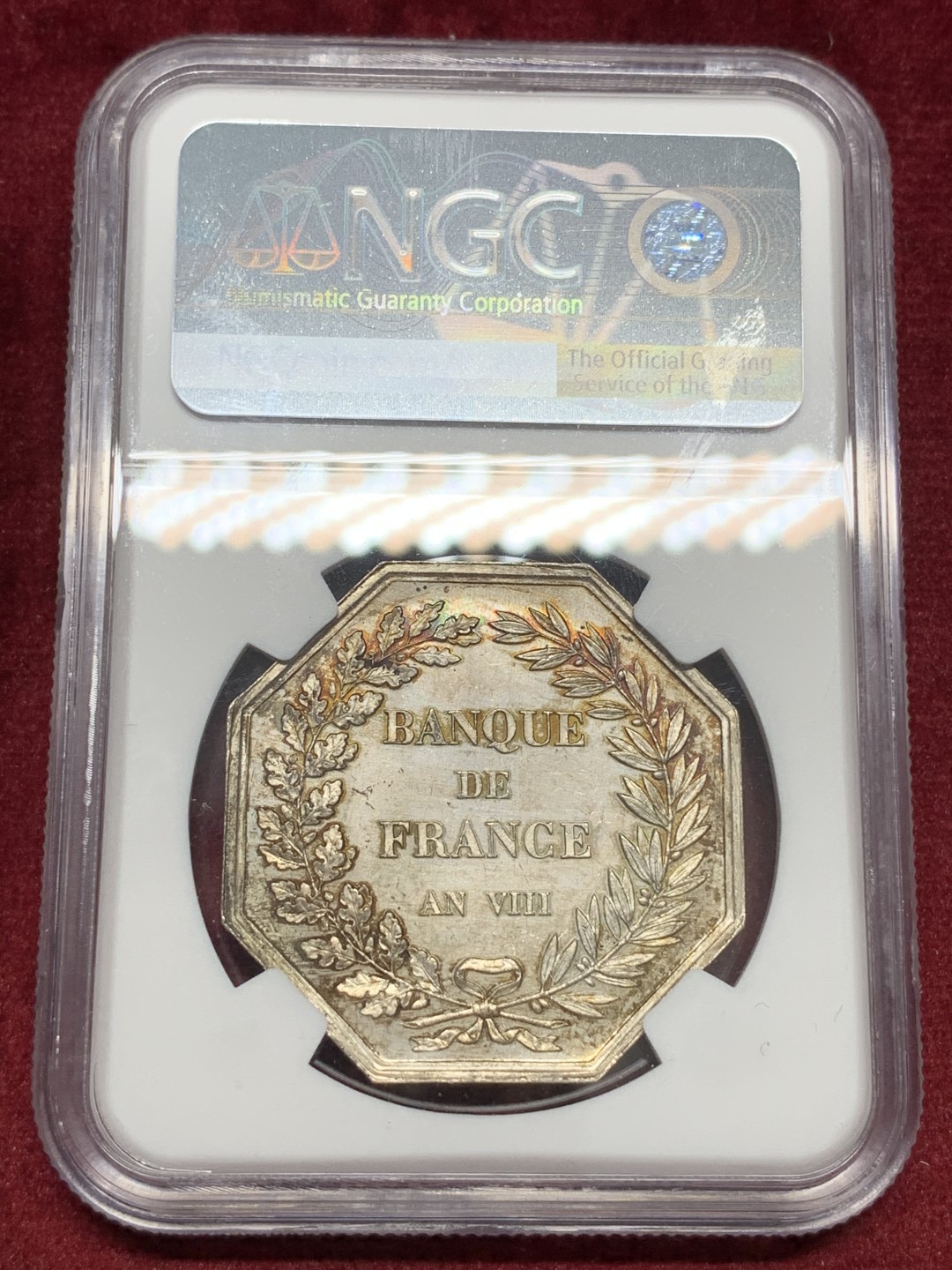 《竞宝斋》第68场-本周日，周一，周四.3场连拍（全场不限金额包邮） NGC-MS63 法国1800年 法兰西银行 JETON大银币 好品