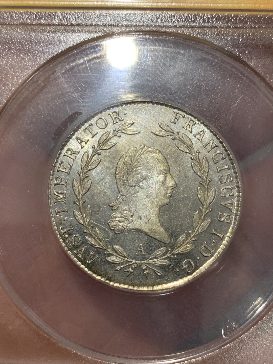 《竞宝斋》第68场-本周日，周一，周四.3场连拍（全场不限金额包邮） ANACS MS64 1810年奥地利20克鲁泽银币 镜面底，高分