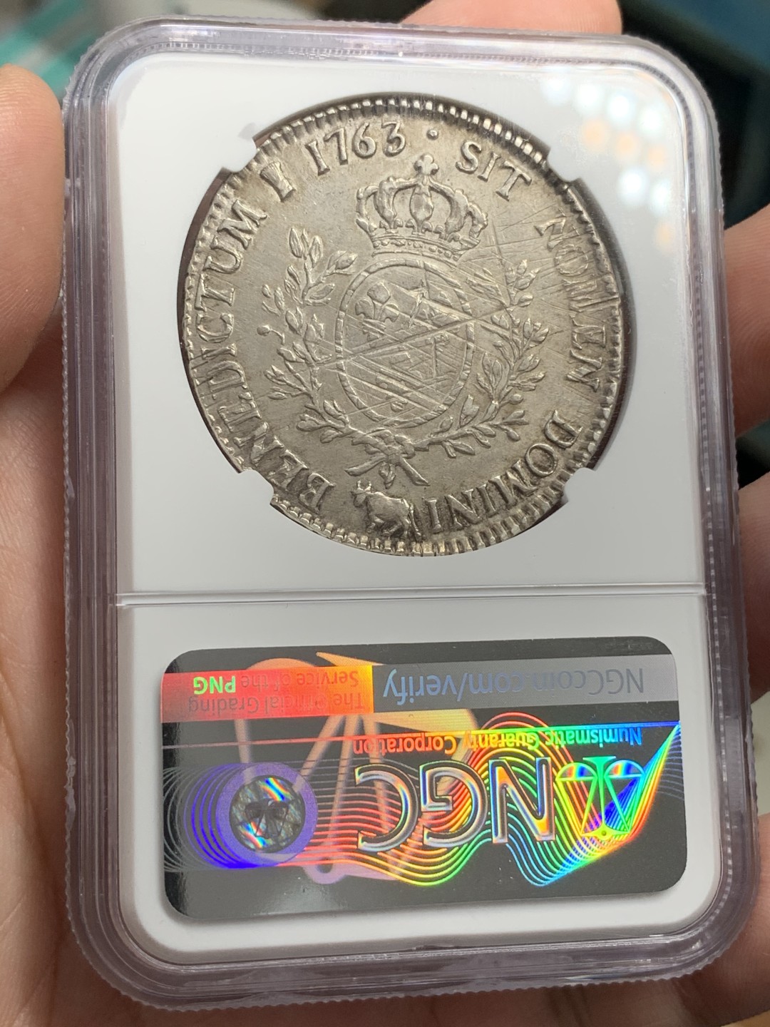 《竞宝斋》第68场-本周日，周一，周四.3场连拍（全场不限金额包邮） NGC-XF45法国1763年埃居大银币 牛标路易十五埃居 好品少见xf45已是亚军分