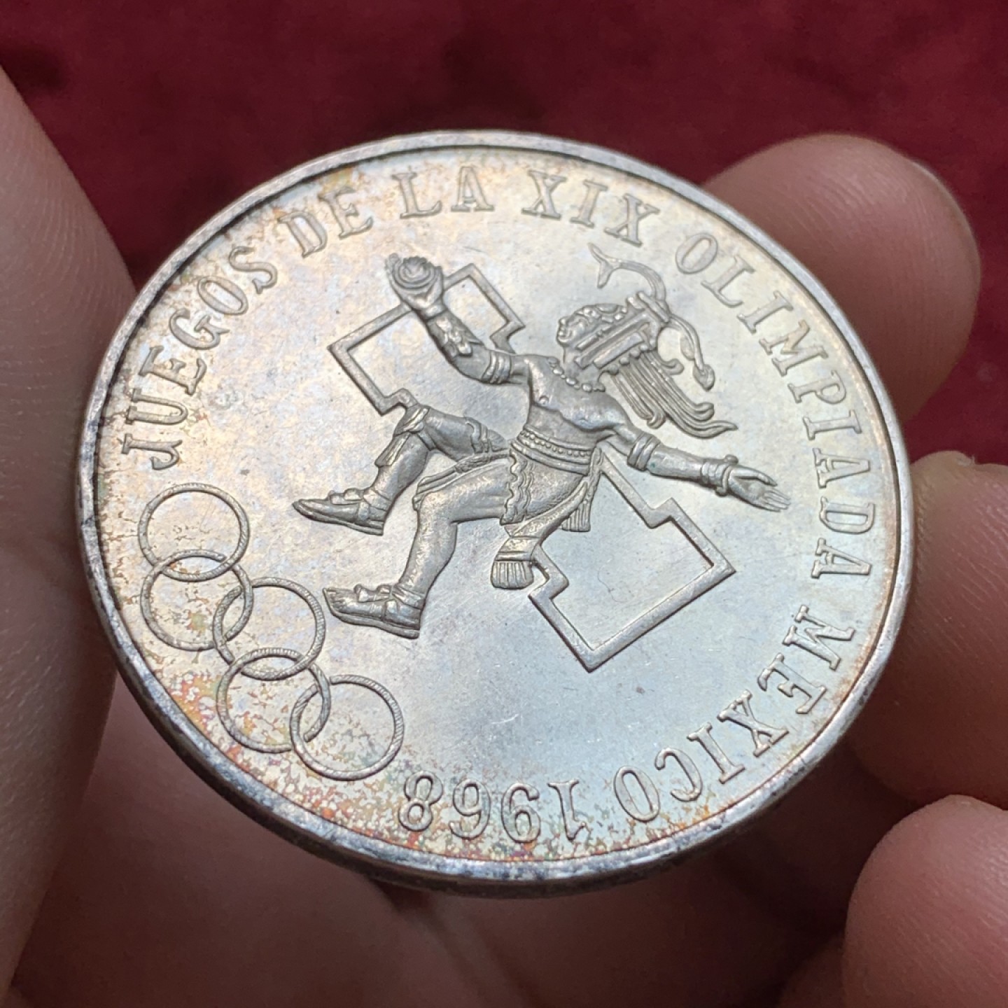 《竞宝斋》第68场-本周日，周一，周四.3场连拍（全场不限金额包邮） 墨西哥 1968年 25比索 奥运银币 墨西哥奥运银币，原汁原味，完全未流通品相