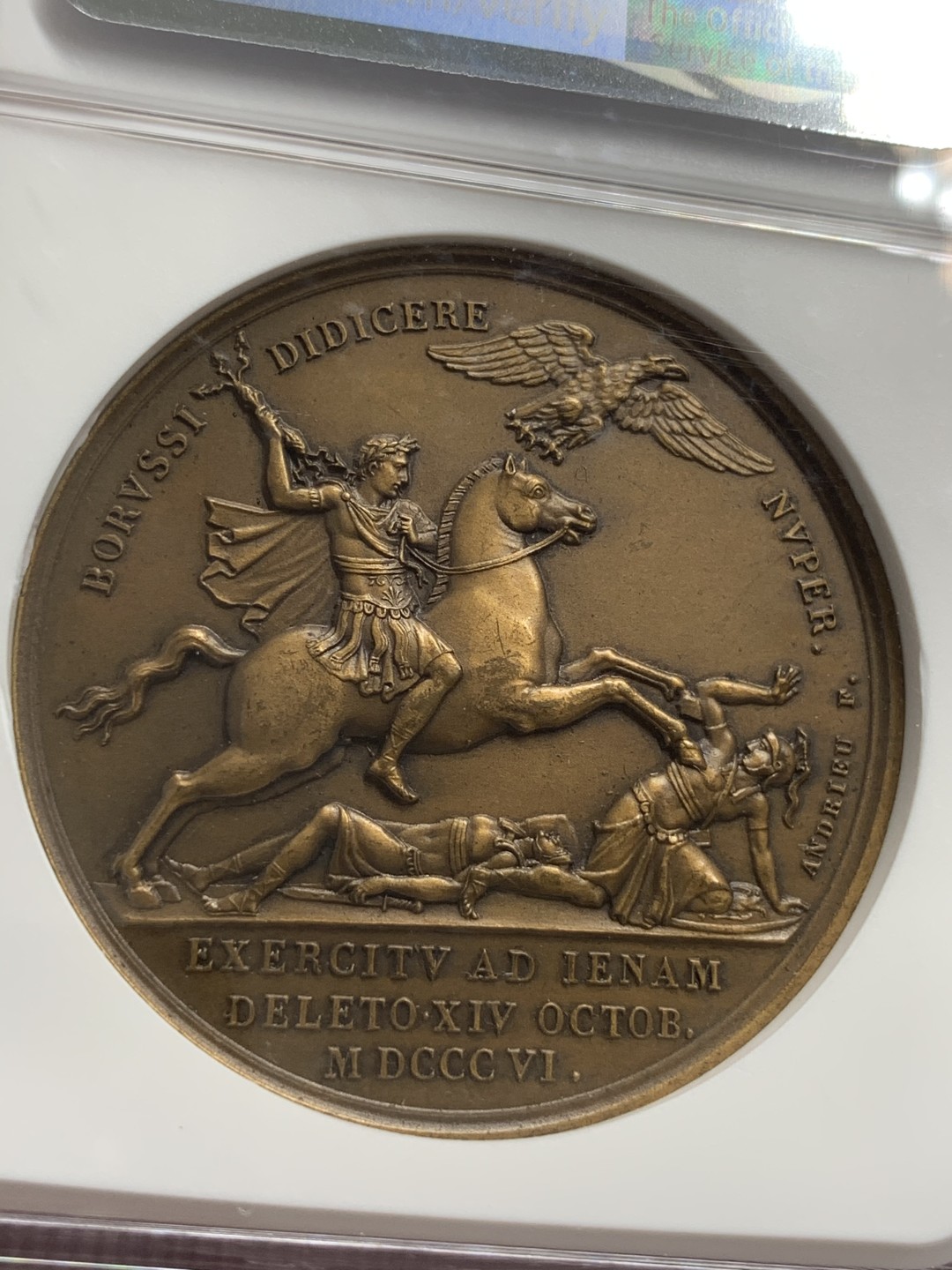 《竞宝斋》第68场-本周日，周一，周四.3场连拍（全场不限金额包邮） NGC MS63 法国1806年拿破仑耶拿之战纪念大铜章加厚盒