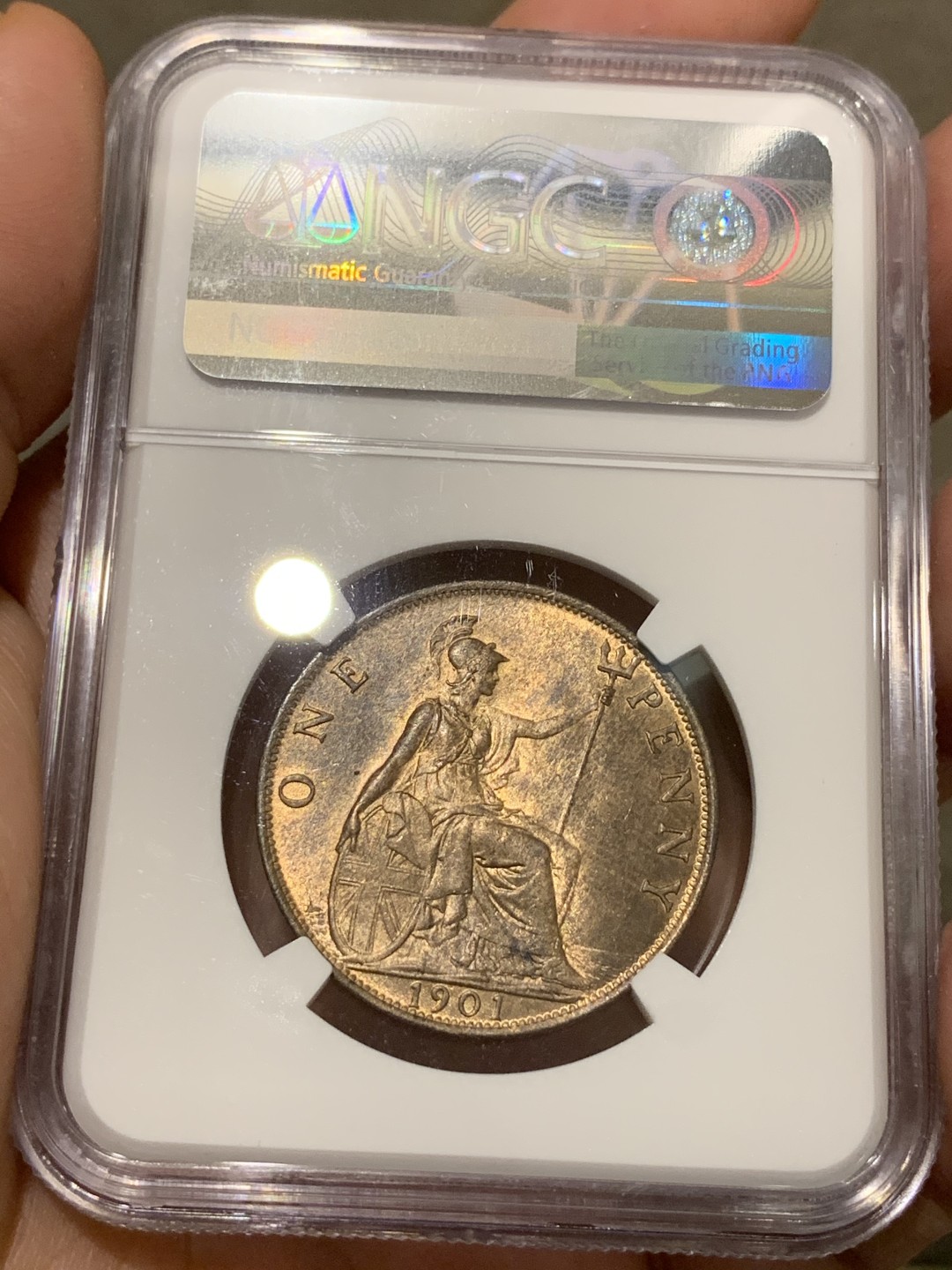 《竞宝斋》第68场-本周日，周一，周四.3场连拍（全场不限金额包邮） NGC MS65 英国 1901年维多利亚1便士大铜币 收藏级高分！