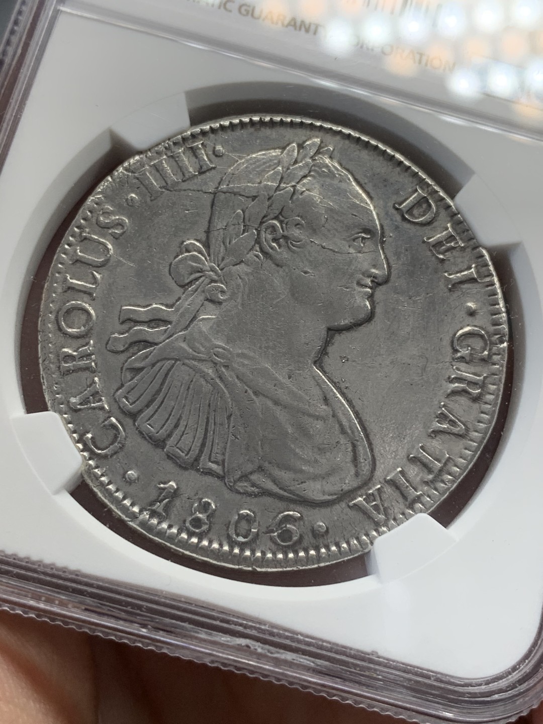 《竞宝斋》第68场-本周日，周一，周四.3场连拍（全场不限金额包邮） NGC-AUD 墨西哥双柱 卡洛斯四世 1806  8里亚尔 大银币 细节不错 双面深打