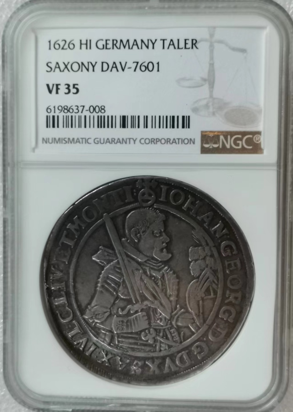 瓶子🏺第45期拍卖会 神圣罗马帝国1626年萨克森选帝侯1泰勒银币（五彩）