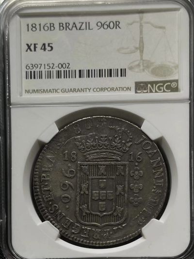 NGC XF45 葡属巴西1816-B版 960瑞斯 - NGC XF45 葡属巴西1816-B版 960瑞斯