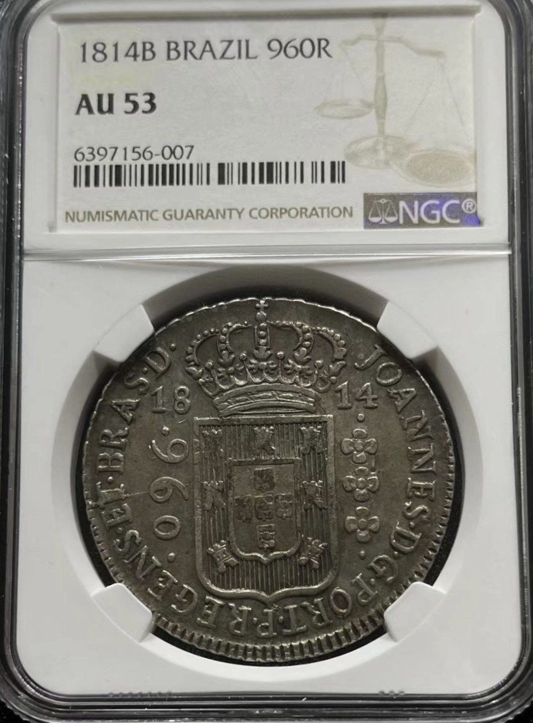 NGC AU53 葡属巴西1814-B版 960瑞斯