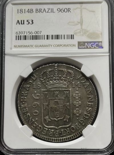 NGC AU53 葡属巴西1814-B版 960瑞斯 - NGC AU53 葡属巴西1814-B版 960瑞斯