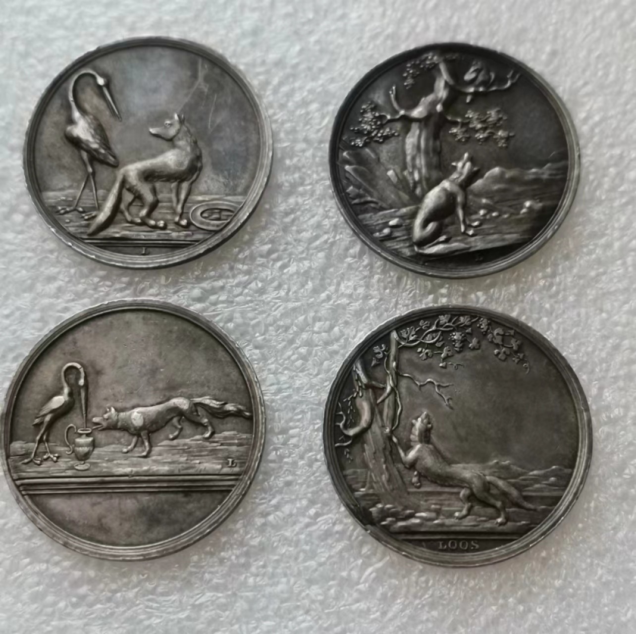 瓶子🏺第45期拍卖会 德国19世纪LOOS学院游戏银质代币4枚套