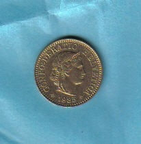 瑞士1985年5生丁 品相如图 UNC   