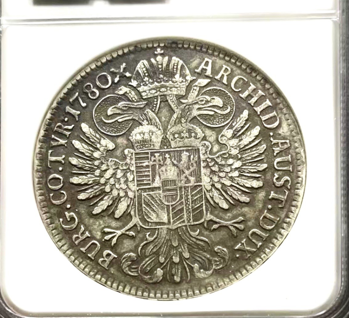 大奶妈银币（特雷西亚） 1780年 原铸大奶妈银币 NGC XF老版原铸 神圣罗马帝国泰勒 外国银币