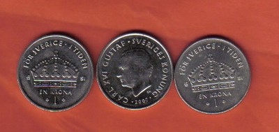 瑞典2007年1克朗 实物图 UNC    - 瑞典2007年1克朗 实物图 UNC   