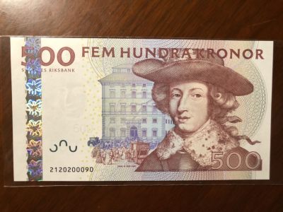 🔥🐯甜小邱世界纸币收藏《第33期》🐯🔥 - 全新UNC 瑞典500克朗 2012版 靓号 全程无3457 极长的号段 靓号难得